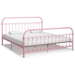 Rama łóżka, różowa, metalowa, 180 x 200 cm