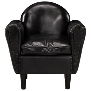 Fotel klubowy, czarny, 77x65x79 cm, skóra naturalna
