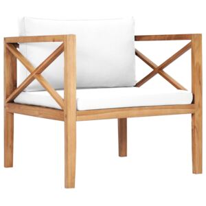 Krzesło ogrodowe z kremowymi poduszkami, lite drewno tekowe