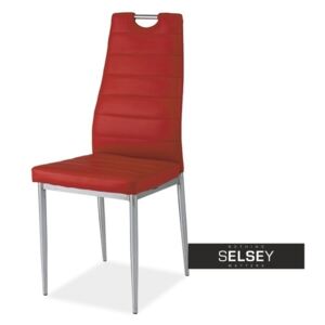 Krzesło Lastad czerwone z uchwytem na chromowanej podstawie
