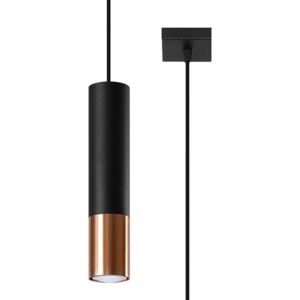 Nowoczesna Lampa Wisząca LOOPEZ 1 czarny/miedź Oprawa Sufitowa Zwis Idealna do salonu, sypialni, korytarza Żarówka GU10 Oświetlenie Minimalistyczne SO