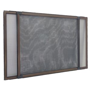 Moskitiera przesuwna, Do okien z roletami, Gotowa, brązowa, 75x50 cm