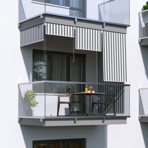 Roleta na balkon/markiza pionowa, Szaro-biała, 140x240cm