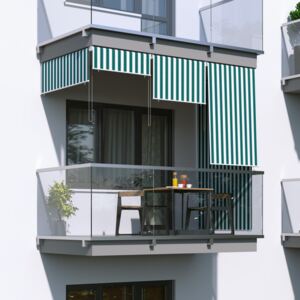 Roleta na balkon/markiza pionowa, Zielono-biała, 100x140cm