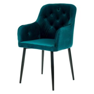 Krzesło Tapicerowane ▪️ Carmen ▪️ Welur Zielony, Nogi Czarne