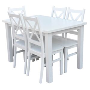 Stół z 5 krzesłami biały do kuchni jadalni Z067