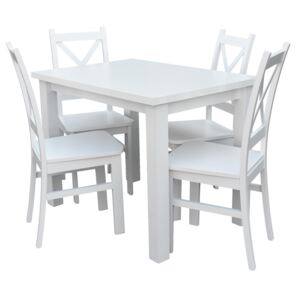 Stół z 4 krzesłami biały do kuchni jadalni Z057