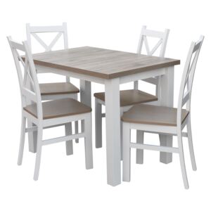 Zestaw stół z krzesłami dla 4 osób biały, popiel Z054