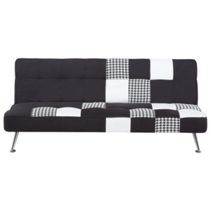 Sofa z funkcją spania tapicerowana czarna/patchwork OLSKER