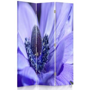 Parawan pokojowy, trzyczęściowy, jednostronny, na płótnie Canvas, Niebiesko-fioletowy kwiat (110X180)