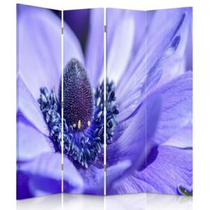 Parawan pokojowy, czteroczęściowy, na płótnie Canvas, Niebiesko-fioletowy kwiat (145X150)
