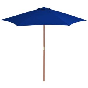 Parasol ogrodowy na drewnianym słupku, niebieski, 270 cm