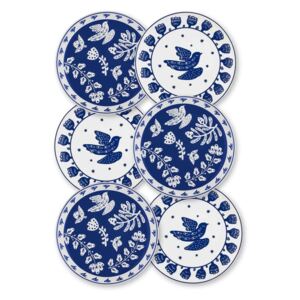 Zestaw 6 biało-niebieskich porcelanowych talerzy deserowych Mia Bloom, ⌀ 19 cm