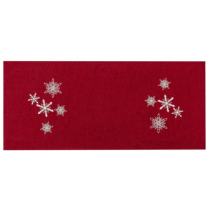 Obrus świąteczny Płatki śniegu czerwony, 40 x 90 cm
