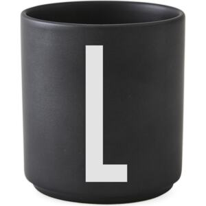 Kubek porcelanowy AJ czarny litera L
