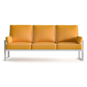 Żółta 3-osobowa sofa ogrodowa z podłokietnikami i białą lamówką Marie Claire Home Angie