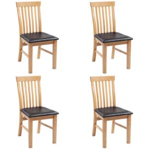 Dębowe krzesła kuchenne, sztuczna skóra, 4 sztuki