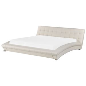 Łóżko ze stelażem białe skórzane pikowane 180 x 200 cm styl glamour Beliani