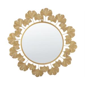 Lustro ścienne złote z liśćmi miłorzębu glamour okrągłe 49 cm Tuluza Beliani