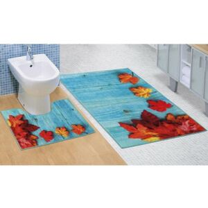 Bellatex Komplet dywaników łazienkowych Liście klonu 3D, 60 x 100 cm, 60 x 50 cm