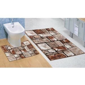 Bellatex Komplet dywaników łazienkowych Kostka kamienna 3D , 60 x 100 cm, 60 x 50 cm