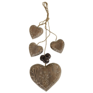 Dekoracja wisząca Antic Line Wood Garland Hearts
