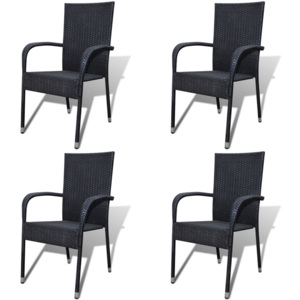 Krzesło ogrodowe, 4 szt., rattan PE, czarne (2x42486)