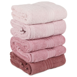 Zestaw 4 różowych ręczników Rainbow Powder, 70x140 cm