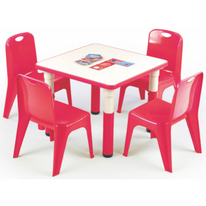 Kwadratowy stolik dziecięcy Hipper - czerwony