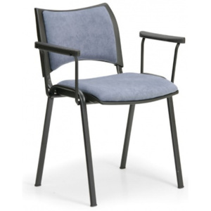 Krzesła konferencyjne SMART - czarne nogi, z podłokietnikami, szary