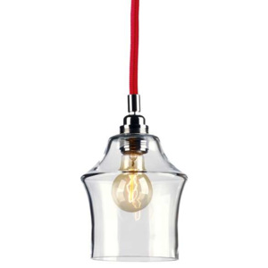 LAMPA wisząca LONGIS II 10135109 Kaspa szklana OPRAWA minimalistyczny ZWIS przezroczysty czerwony