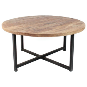 Czarny stolik z blatem z drewna mango LABEL51 Dex, Ø 60 cm