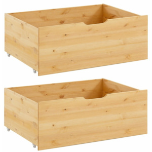 Zestaw 2 brązowych szuflad pod łóżko z litego drewna sosnowego Støraa Barney