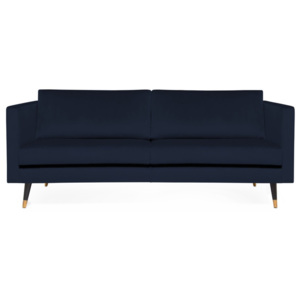 Granatowa sofa 3-osobowa z mosiężnymi nogami Vivonita Meyer Velvet