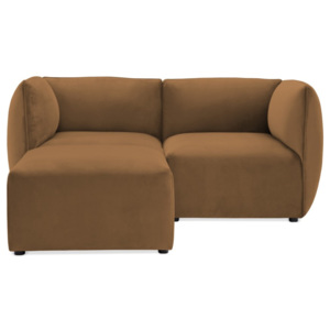 Brązowa 2-osobowa sofa modułowa z podnóżkiem Vivonita Velvet Cube