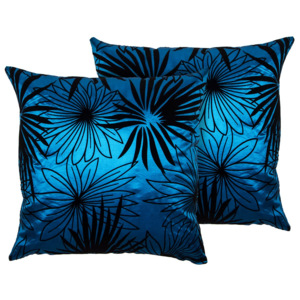 Jahu Poszewka na poduszkę Basic Kwiaty niebieski, 40 x 40 cm, 2 szt