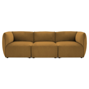 Musztardowa 3-osobowa sofa modułowa Vivonita Velvet Cube