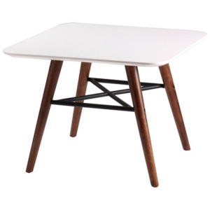 Biały stolik z nogami w dekorze ciemnego drewna sømcasa Andy