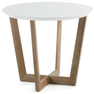Stolik z drewna dębowego z białym blatem La Forma Rondo, ⌀ 60 cm