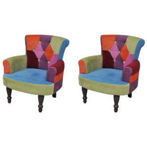 Fotele francuskie patchworkowe, 2 szt