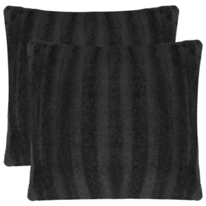 Poszewki na poduszki 80x80 cm, 2 szt., sztuczne futro, czarne