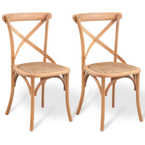 Krzesło do jadalni 2 szt. z jasnego drewna dębowego 48x45x90 cm