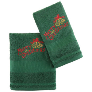 Zestaw świątecznych 2 zielonych ręczników Xmas