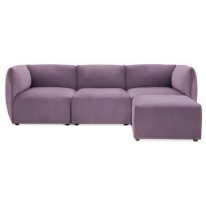 Liliowa 3-osobowa sofa modułowa z podnóżkiem Vivonita Velvet Cube
