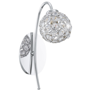Kinkiet BERAMO 1 Eglo styl glamour, kryształ, stal nierdzewna, kryształ, chrom, przeźroczysty 92568