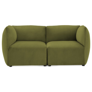 Oliwkowa 2-osobowa sofa modułowa Vivonita Velvet Cube