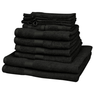Komplet 12 ręczników, bawełna, 500 g/m², czarny