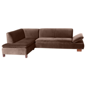 Ciemnobrązowa sofa narożna lewostronna z regulowanym podłokietnikiem Max Winzer Terrence Williams