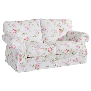 Różowo-biała sofa dwuosobowa w kwiaty Max Winzer Mina