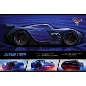 Plakat, Obraz Auta 3 - Jackson Storm Stats, (91,5 x 61 cm)
